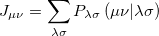 \begin{equation} \label{eq420} J_{\mu \nu } =\sum \limits _{\lambda \sigma } {P_{\lambda \sigma } \left( {\mu \nu \vert \lambda \sigma } \right)} \end{equation}