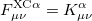 \begin{equation} \label{eq438} F_{\mu \nu }^{\mathrm{XC}\alpha } = K_{\mu \nu }^\alpha \end{equation}