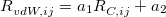 \begin{equation}  R_{vdW,ij}^{{}}=a_{1}R_{C,ij}^{{}}+a_{2} \end{equation}