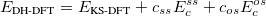 \begin{equation} \label{eq:dft2a} E_{\text {DH-DFT}} = E_{\text {KS-DFT}} + c_{ss} E_{c}^{ss} + c_{os} E_{c}^{os} \end{equation}