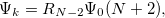\begin{equation}  \Psi _ k = R_{N-2} \Psi _0 (N+2), \protect \label{DIP:WF} \end{equation}
