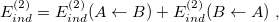 \begin{equation} \label{eq:E(2)_ ind} E_{ind}^{(2)} = E_{ind}^{(2)}(A \leftarrow B) + E_{ind}^{(2)}(B \leftarrow A) \;  , \end{equation}