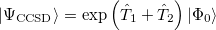 \begin{equation}  \label{eq518} \left| {\Psi _{\ensuremath{\mathrm{CCSD}}} } \right\rangle =\exp \left( {\hat{T}_1 +\hat{T}_2 } \right)\left| {\Phi _0 } \right\rangle \end{equation}