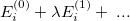 $\displaystyle E^{(0)}_ i + \lambda E^{(1)}_ i + \  ... \label{eq:ADC_ PT_ ansatz} $