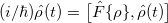 \begin{equation} \label{eq:LvN} \begin{array}{r} (i/\hbar ) \hat{\rho }(t) = \bigl [\hat{F}\{ \rho \} ,\hat{\rho }(t)\bigr ] \end{array} \end{equation}