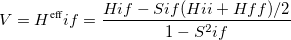 \begin{equation}  \label{eq:coupling-normal} V = H^{\textrm{eff}}_\ensuremath{\mathrm{}}{if} = \frac{H_\ensuremath{\mathrm{}}{if} - S_\ensuremath{\mathrm{}}{if}(H_\ensuremath{\mathrm{}}{ii} + H_\ensuremath{\mathrm{}}{ff})/2}{1 - S^{2}_\ensuremath{\mathrm{}}{if}} \end{equation}
