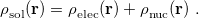\begin{equation}  \label{eq:rho} \rho _{\rm sol}^{}(\mathbf{r}) = \rho ^{}_{\rm elec}(\mathbf{r}) + \rho ^{}_{\rm nuc}(\mathbf{r}) \; . \end{equation}