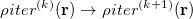 $\rho _\ensuremath{\mathrm{}}{iter}^{(k)}(\mathbf{r}) \rightarrow \rho _\ensuremath{\mathrm{}}{iter}^{(k+1)}(\mathbf{r})$