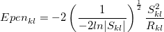 \begin{equation} \label{eq:overlap-damping} E^\ensuremath{\mathrm{}}{pen}_{kl} = -2 \left( {1 \over {-2 ln |S_{kl}|}} \right) ^{1 \over 2} {S^2_{kl} \over R_{kl}} \end{equation}