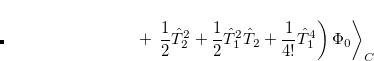 \begin{equation}  \label{eq524} E_{QCISD} =\left\langle {\Phi _0 \left| {\hat{H}} \right|\left( {1+\hat{T}_2 } \right)\Phi _0 } \right\rangle _ C \end{equation}